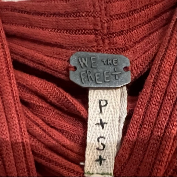 We the Free Lover Ribbed Thermal Long Sleeve Rust Burnt Orange Size Small Top - Picture 8 of 10